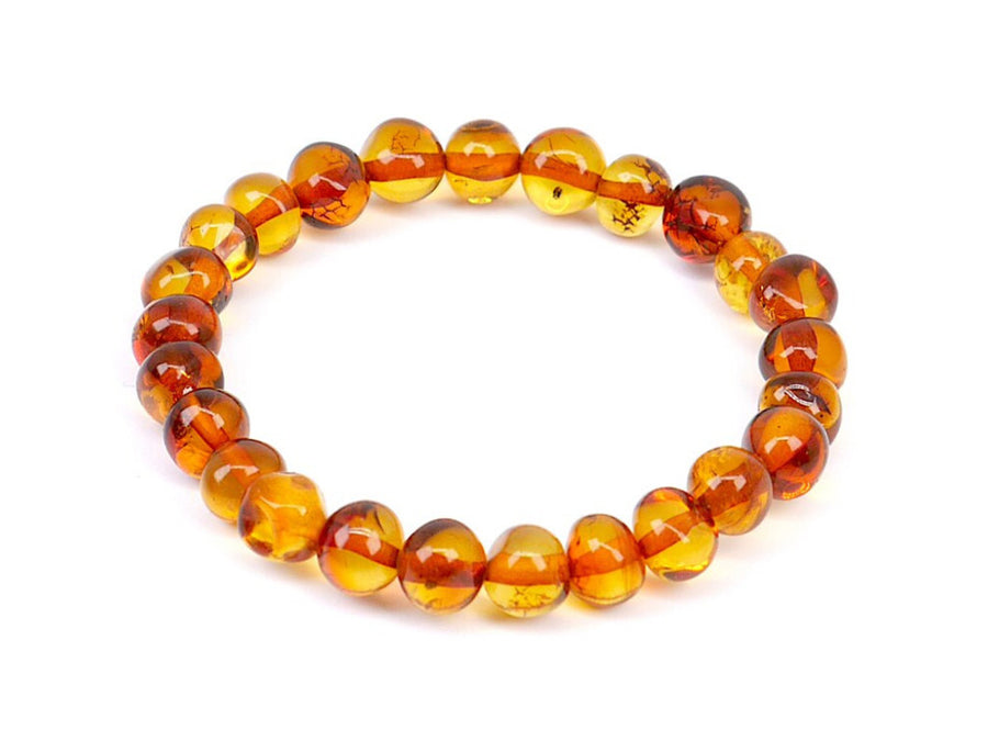 STRETCH POLISHED COGNAC BALTIC AMBER TEETHING ANKLET