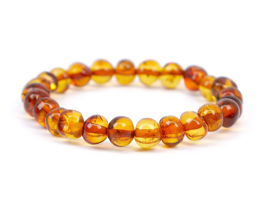 STRETCH POLISHED COGNAC BALTIC AMBER TEETHING ANKLET