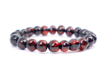 STRETCH POLISHED DARK CHERRY BALTIC AMBER TEETHING ANKLET