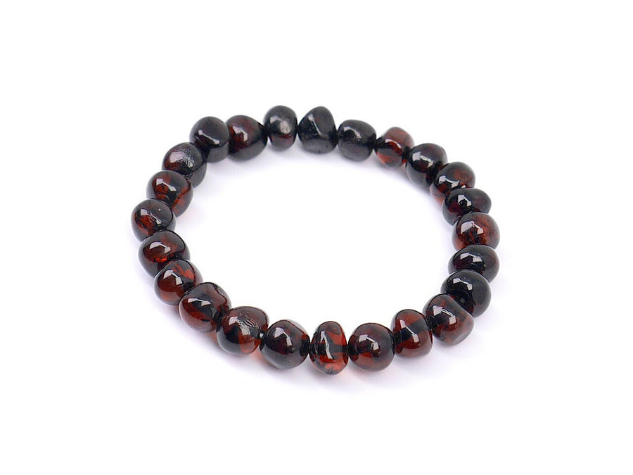 STRETCH POLISHED DARK CHERRY BALTIC AMBER TEETHING ANKLET