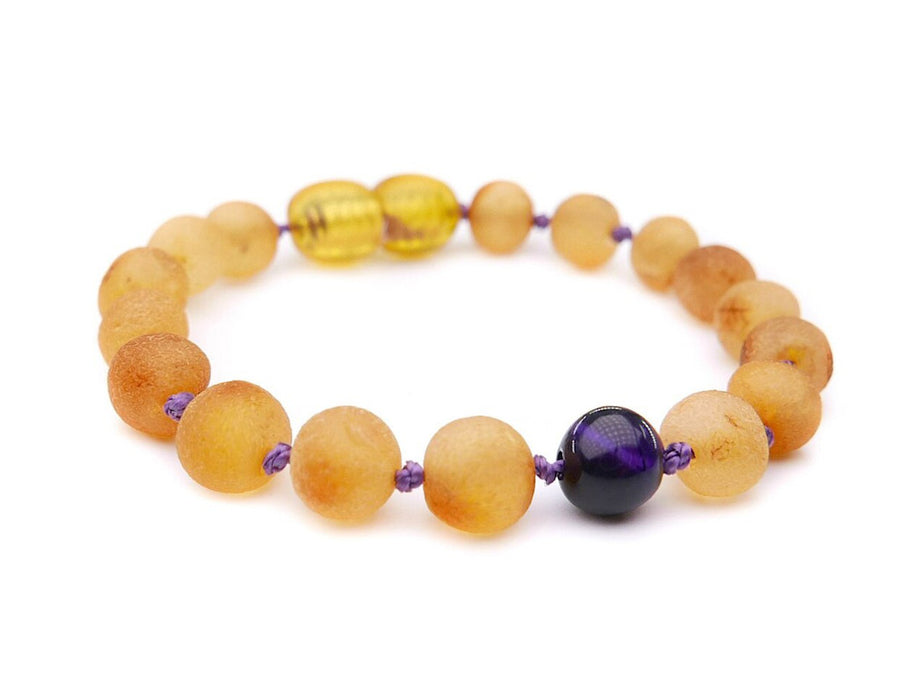 RAW HONEY BALTIC AMBER BRACELET / ANKLET WITH TIGER EYE BEAD