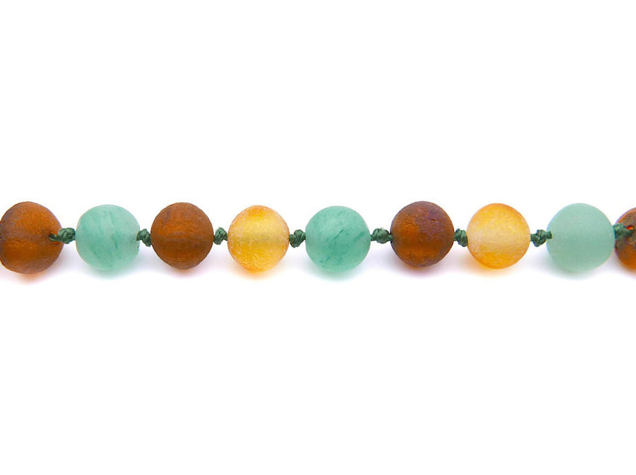 RAW MULTICOLOR BALTIC AMBER BRACELET / ANKLET WITH AGATE