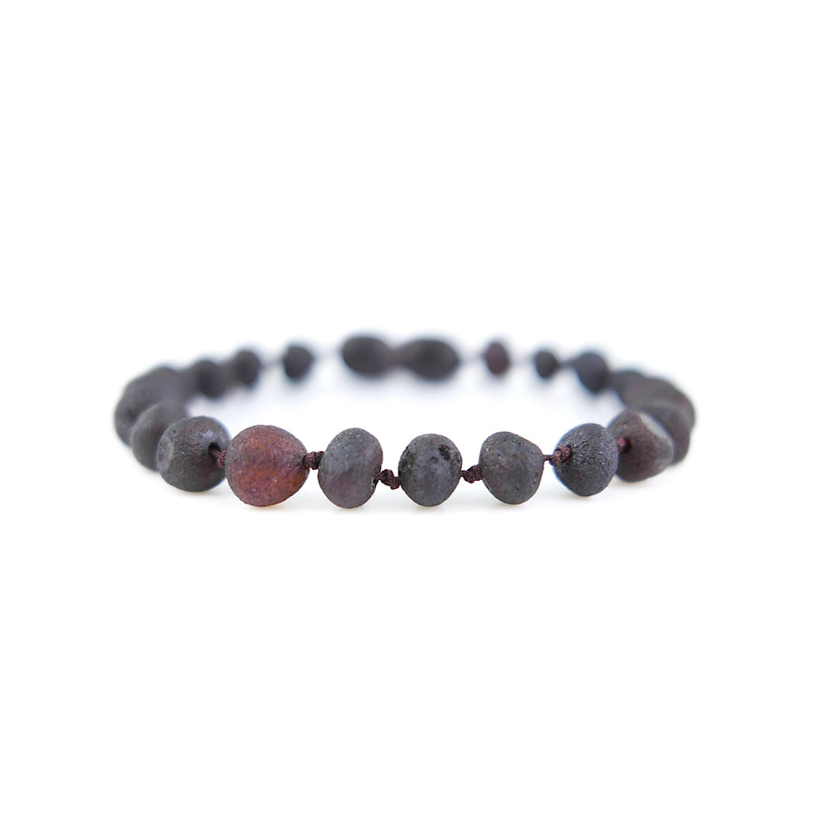 RAW DARK CHERRY BALTIC AMBER TEETHING BRACELET / ANKLET