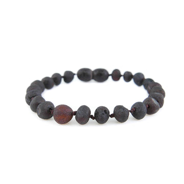 RAW DARK CHERRY BALTIC AMBER TEETHING BRACELET / ANKLET