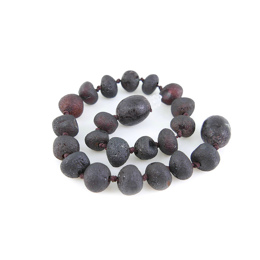 RAW DARK CHERRY BALTIC AMBER TEETHING BRACELET / ANKLET