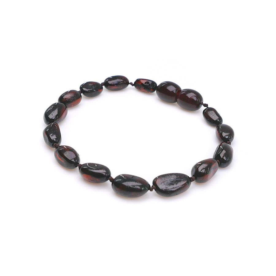 POLISHED DARK CHERRY BALTIC AMBER TEETHING BRACELET / ANKLET