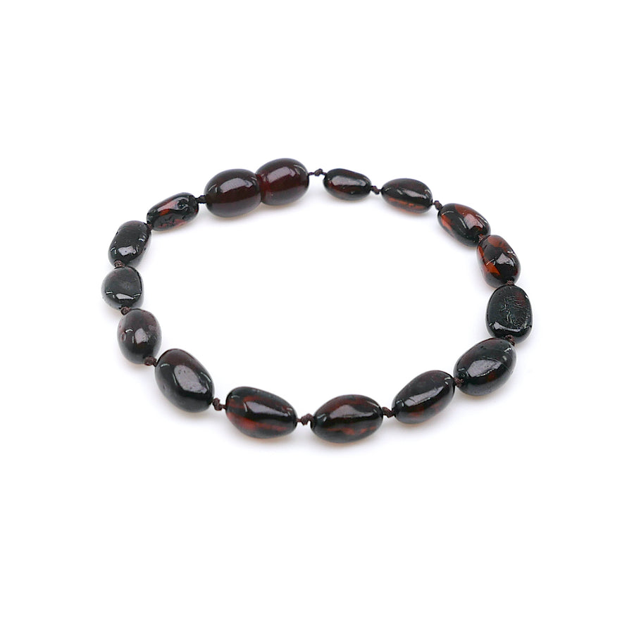 POLISHED DARK CHERRY BALTIC AMBER TEETHING BRACELET / ANKLET