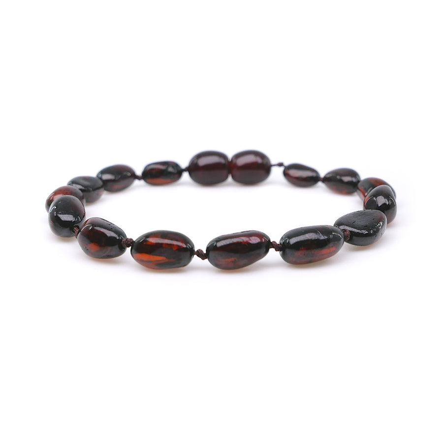 POLISHED DARK CHERRY BALTIC AMBER TEETHING BRACELET / ANKLET