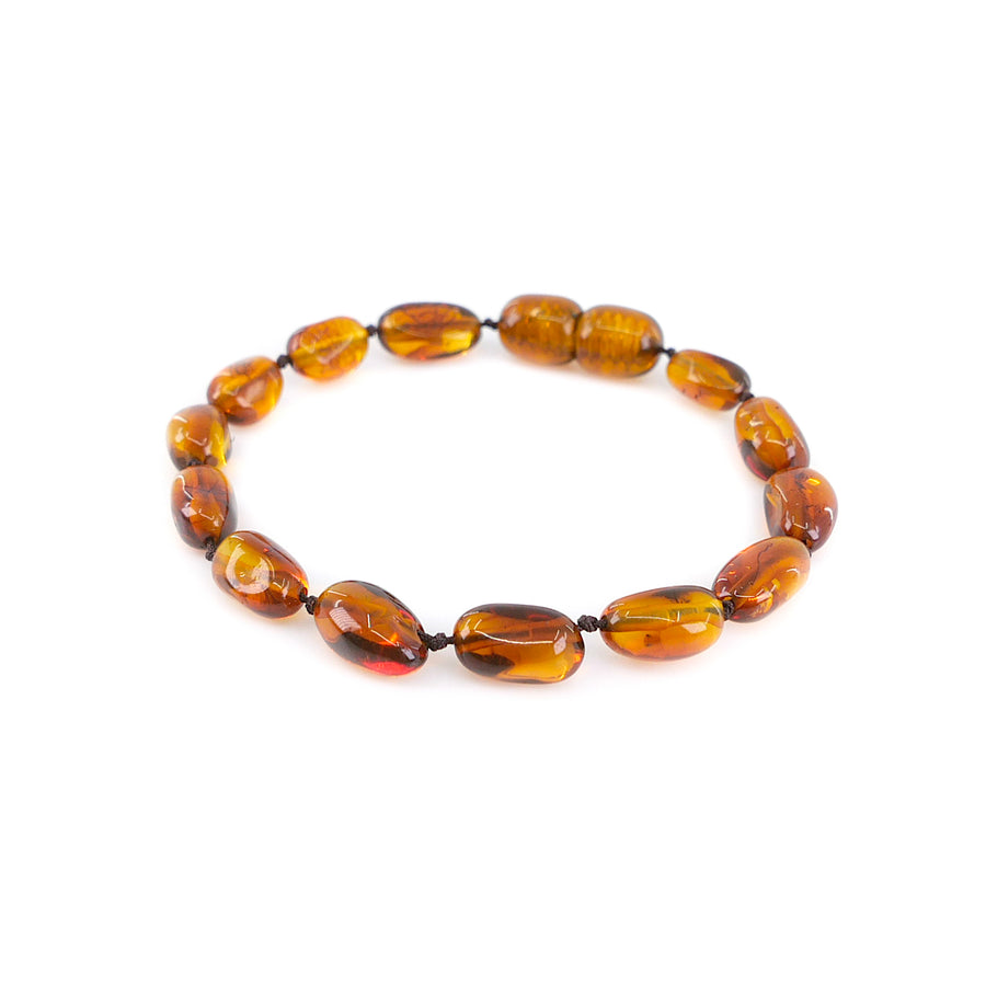 POLISHED COGNAC BALTIC AMBER TEETHING BRACELET / ANKLET