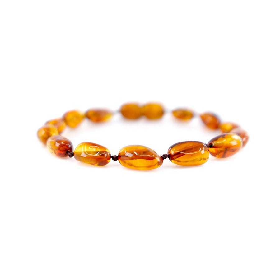 POLISHED COGNAC BALTIC AMBER TEETHING BRACELET / ANKLET