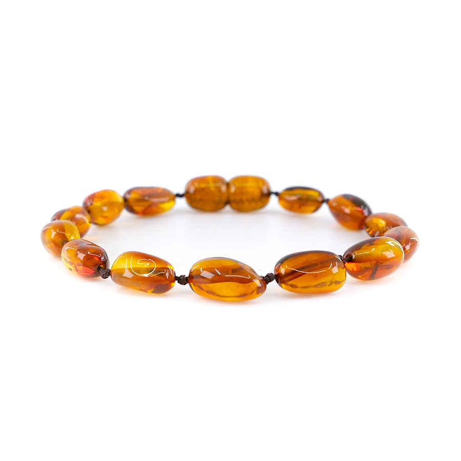 POLISHED COGNAC BALTIC AMBER TEETHING BRACELET / ANKLET