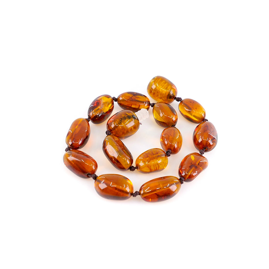 POLISHED COGNAC BALTIC AMBER TEETHING BRACELET / ANKLET