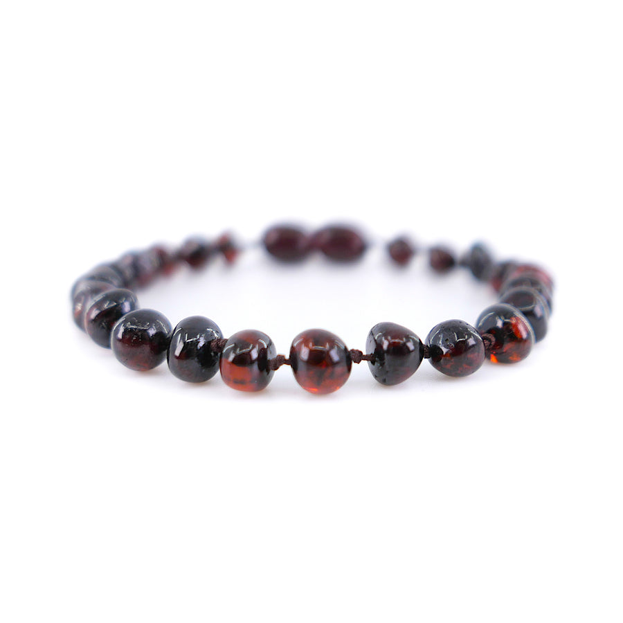 POLISHED DARK CHERRY BALTIC AMBER TEETHING BRACELET / ANKLET