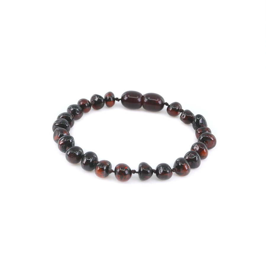 POLISHED DARK CHERRY BALTIC AMBER TEETHING BRACELET / ANKLET