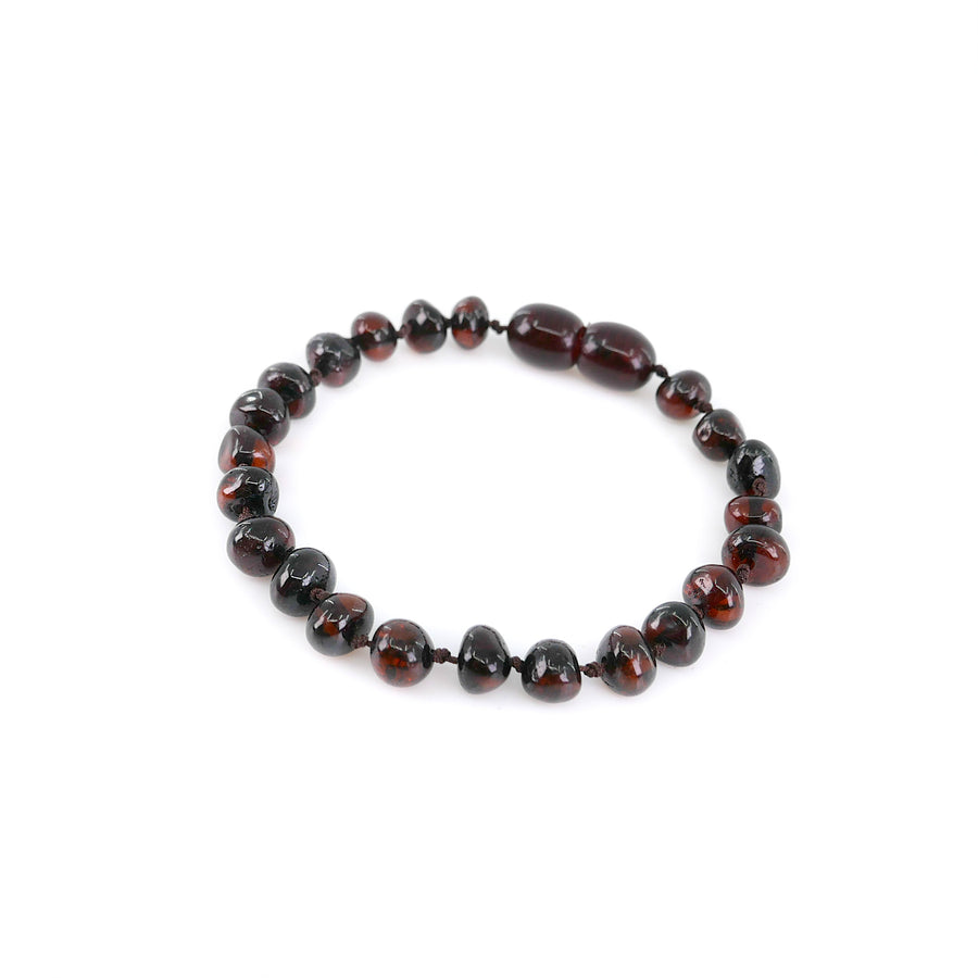 POLISHED DARK CHERRY BALTIC AMBER TEETHING BRACELET / ANKLET