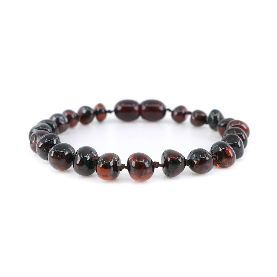 POLISHED DARK CHERRY BALTIC AMBER TEETHING BRACELET / ANKLET