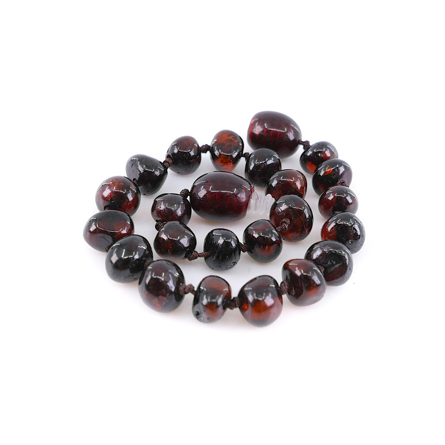 POLISHED DARK CHERRY BALTIC AMBER TEETHING BRACELET / ANKLET