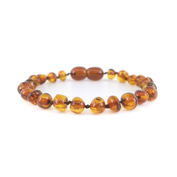 POLISHED COGNAC BALTIC AMBER TEETHING BRACELET / ANKLET