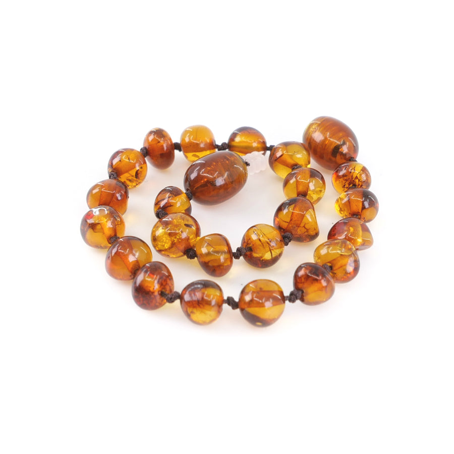 POLISHED COGNAC BALTIC AMBER TEETHING BRACELET / ANKLET