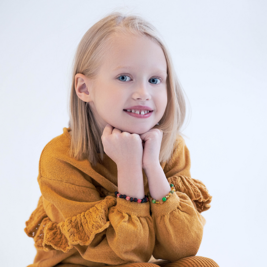 HONEY BALTIC AMBER TEETHING BRACELET / ANKLET WITH JASPER