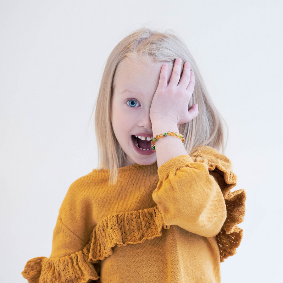 HONEY BALTIC AMBER TEETHING BRACELET / ANKLET WITH JASPER