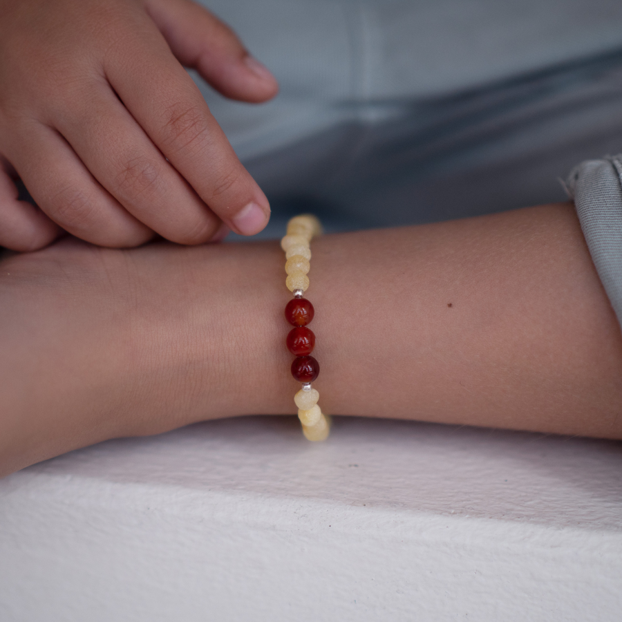 VIRGO – BALTIC AMBER BRACELET / ANKLET WITH CARNELIAN