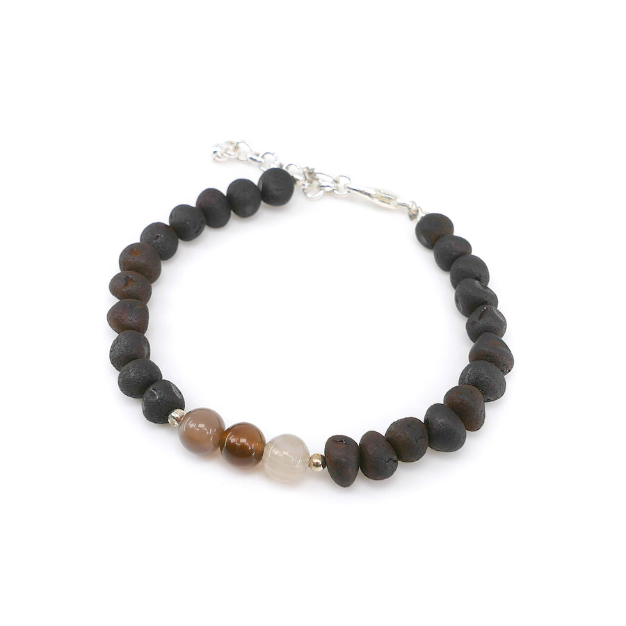 GEMINI – BALTIC AMBER BRACELET / ANKLET WITH AGATE