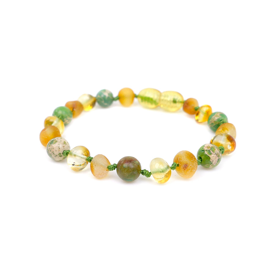 HONEY BALTIC AMBER TEETHING BRACELET / ANKLET WITH JASPER