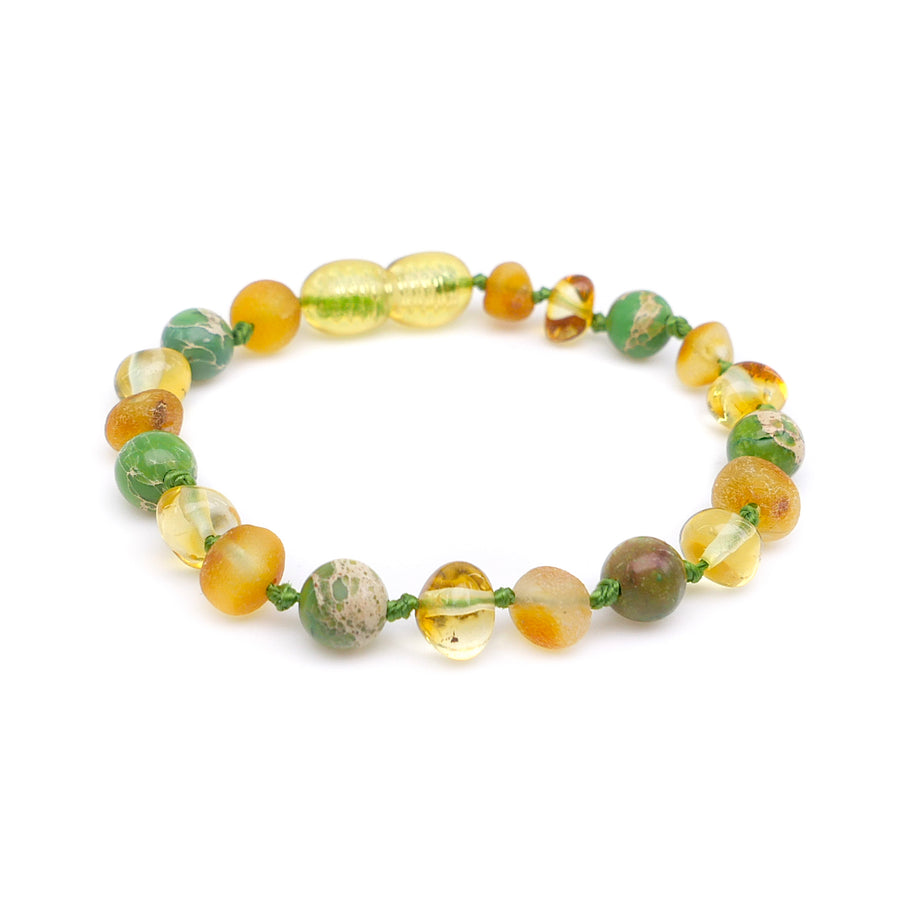 HONEY BALTIC AMBER TEETHING BRACELET / ANKLET WITH JASPER