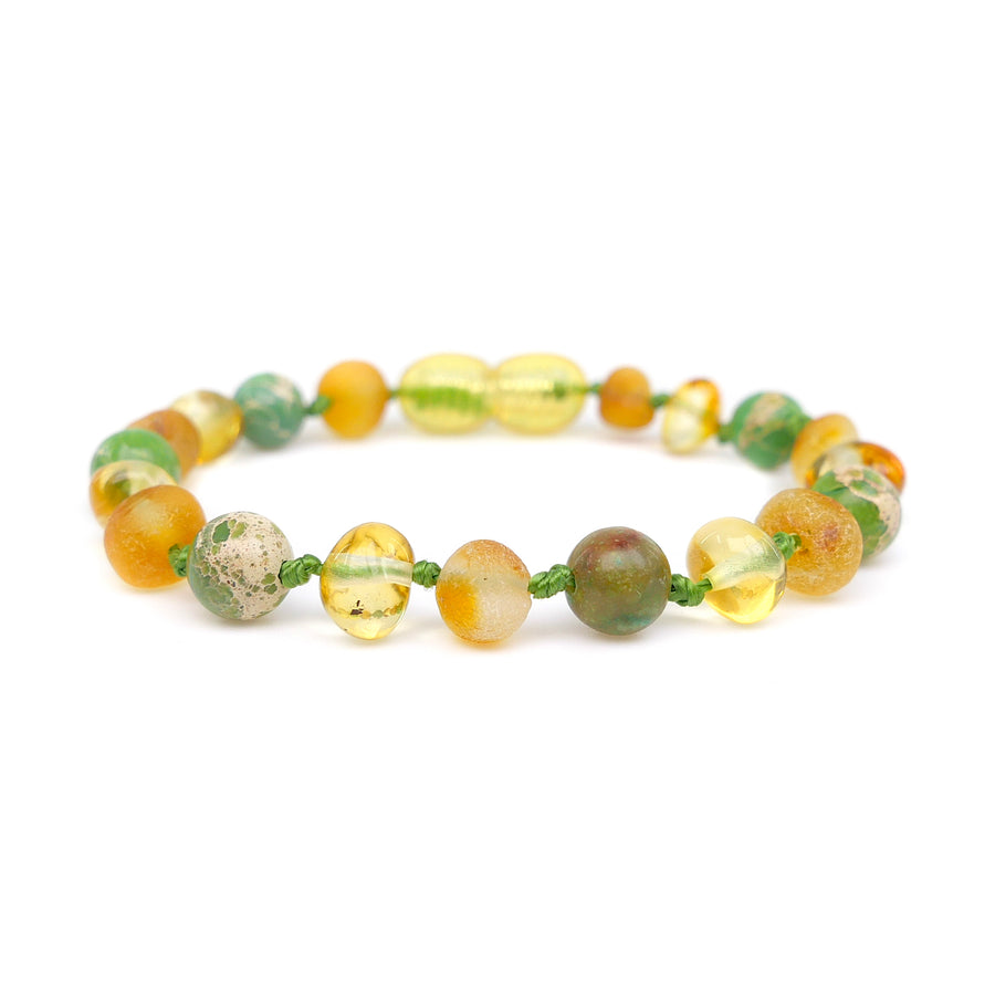 HONEY BALTIC AMBER TEETHING BRACELET / ANKLET WITH JASPER