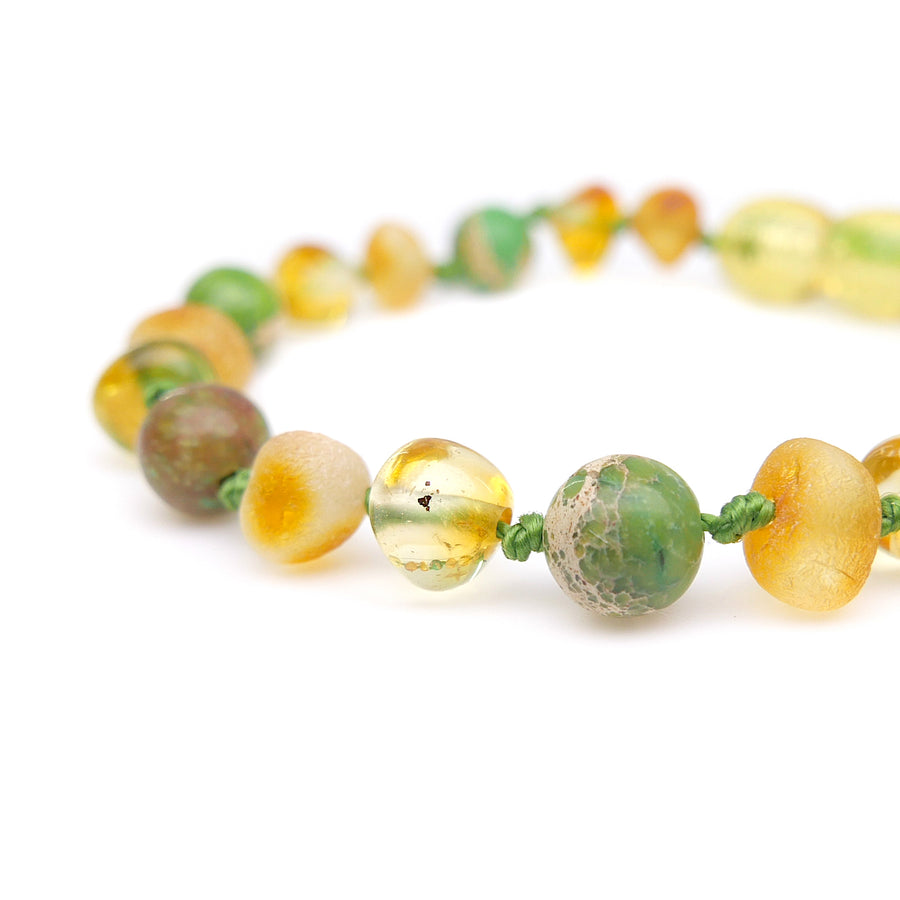 HONEY BALTIC AMBER TEETHING BRACELET / ANKLET WITH JASPER