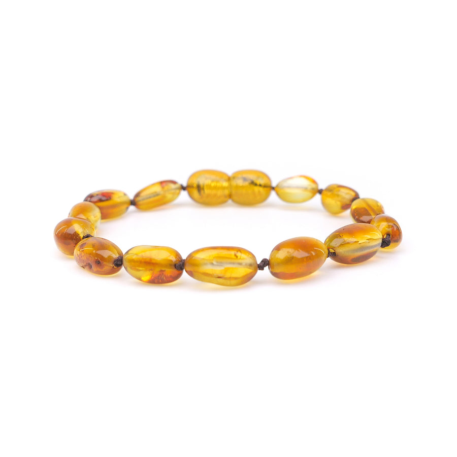 POLISHED CARAMEL BALTIC AMBER TEETHING BRACELET / ANKLET