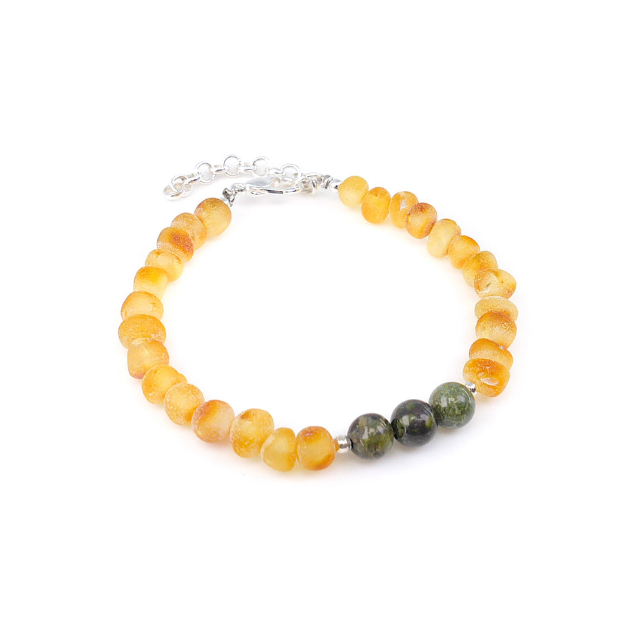 ARIES – BALTIC AMBER BRACELET / ANKLET WITH HELIOTROPE