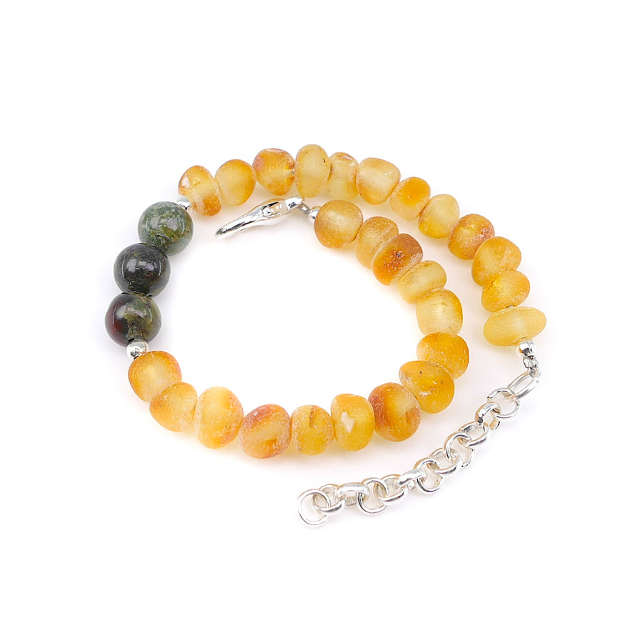 ARIES – BALTIC AMBER BRACELET / ANKLET WITH HELIOTROPE