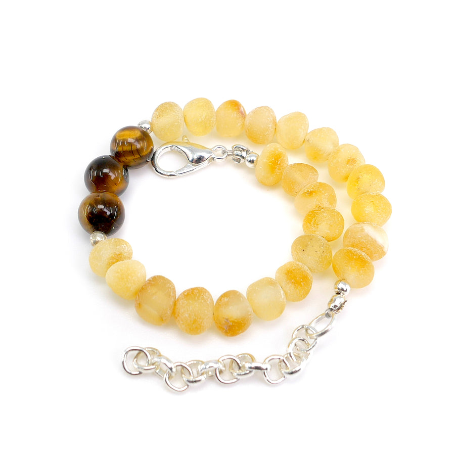 TAURUS – BALTIC AMBER BRACELET / ANKLET WITH TIGER'S EYE