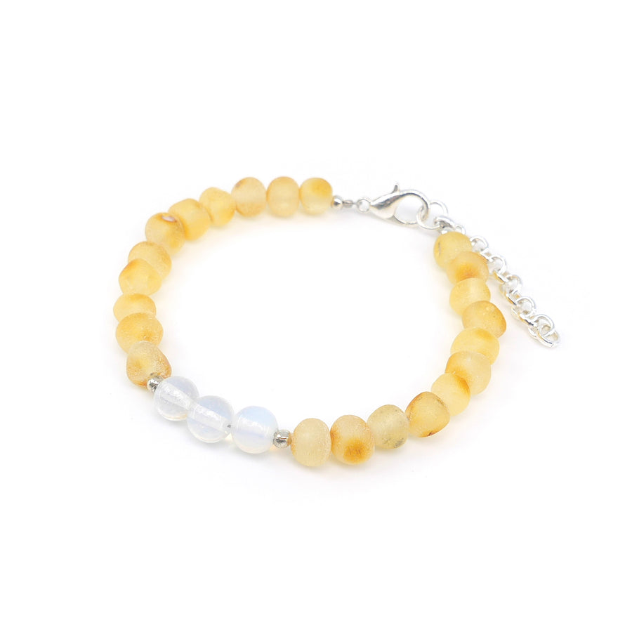 CANCER – BALTIC AMBER BRACELET / ANKLET WITH MOONSTONE