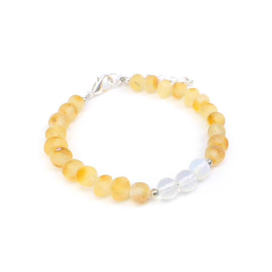 CANCER – BALTIC AMBER BRACELET / ANKLET WITH MOONSTONE