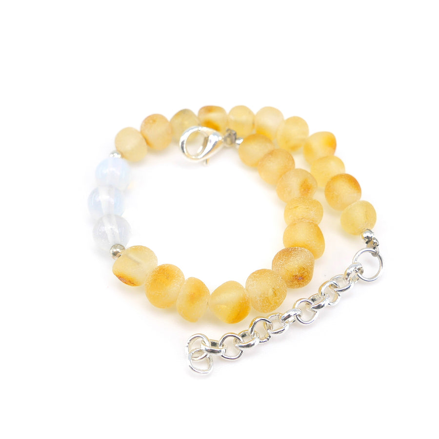 CANCER – BALTIC AMBER BRACELET / ANKLET WITH MOONSTONE