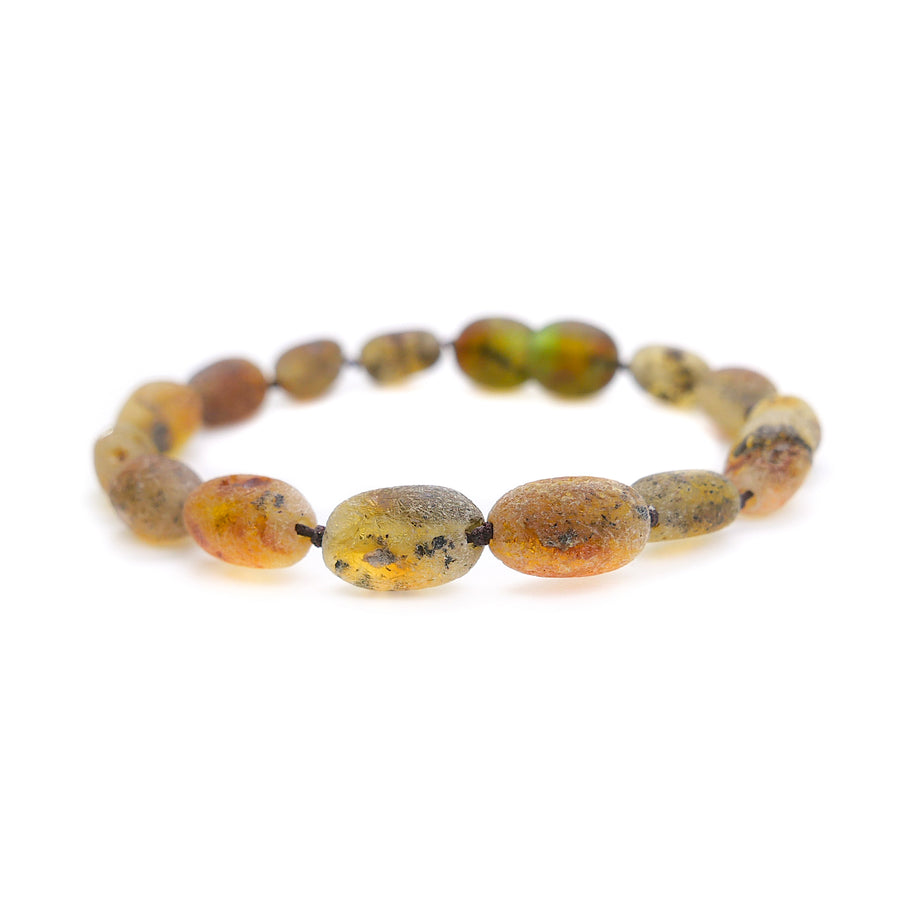 RAW MOSS GREEN BALTIC AMBER TEETHING BRACELET / ANKLET