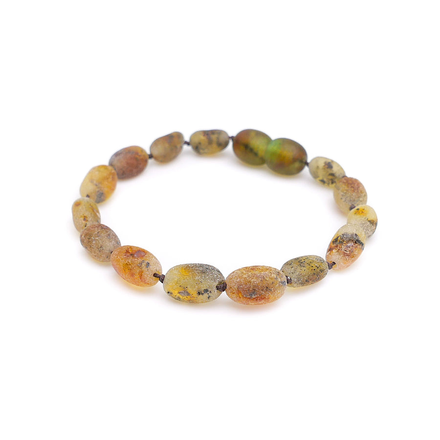 RAW MOSS GREEN BALTIC AMBER TEETHING BRACELET / ANKLET