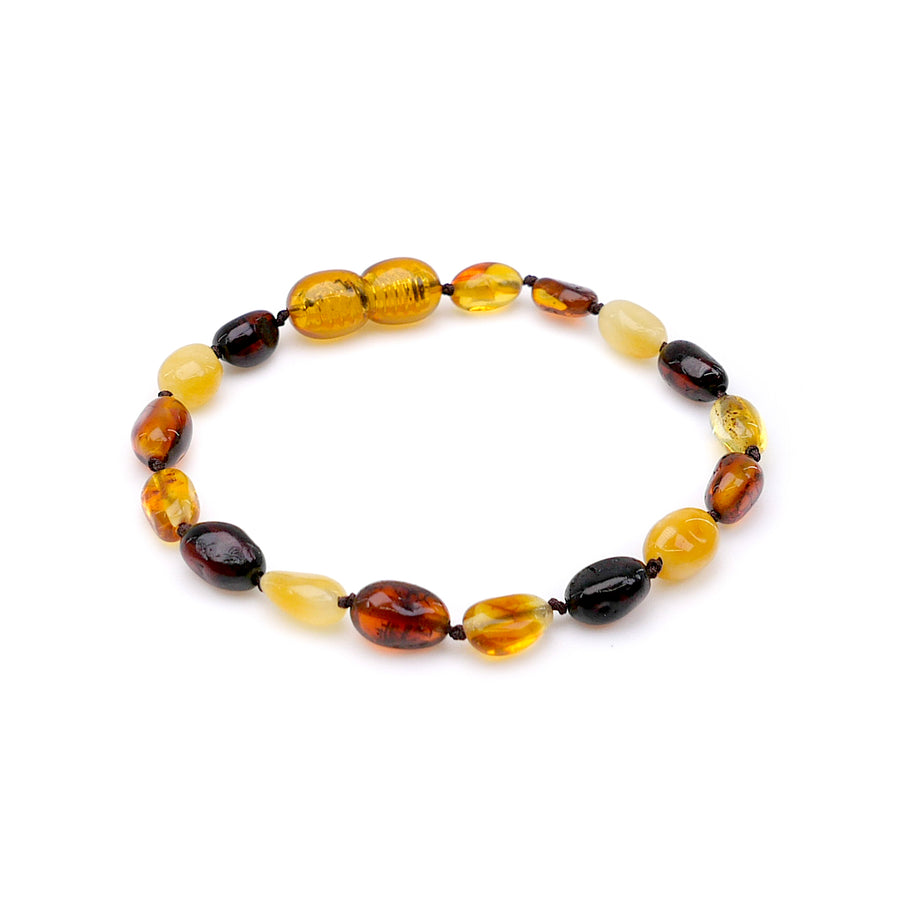 POLISHED MULTICOLOR BALTIC AMBER TEETHING BRACELET / ANKLET