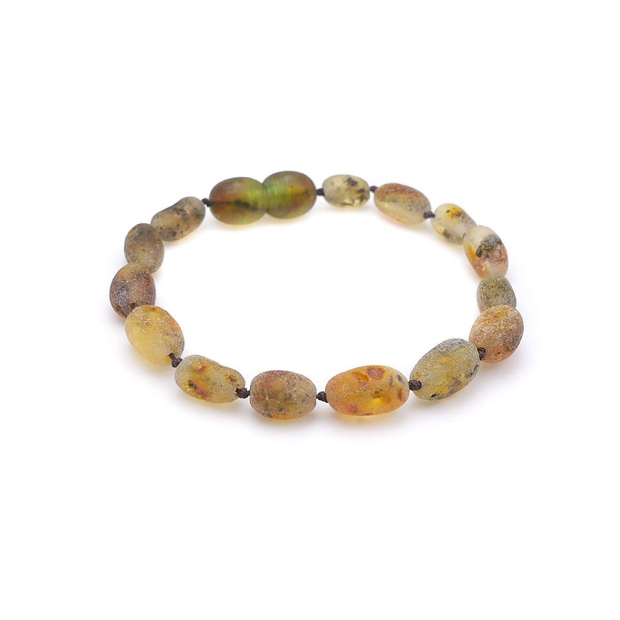 RAW MOSS GREEN BALTIC AMBER TEETHING BRACELET / ANKLET