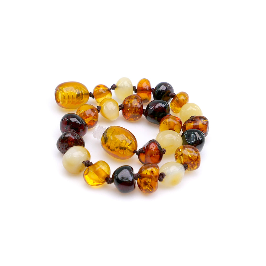 POLISHED MULTICOLOR BALTIC AMBER TEETHING BRACELET / ANKLET