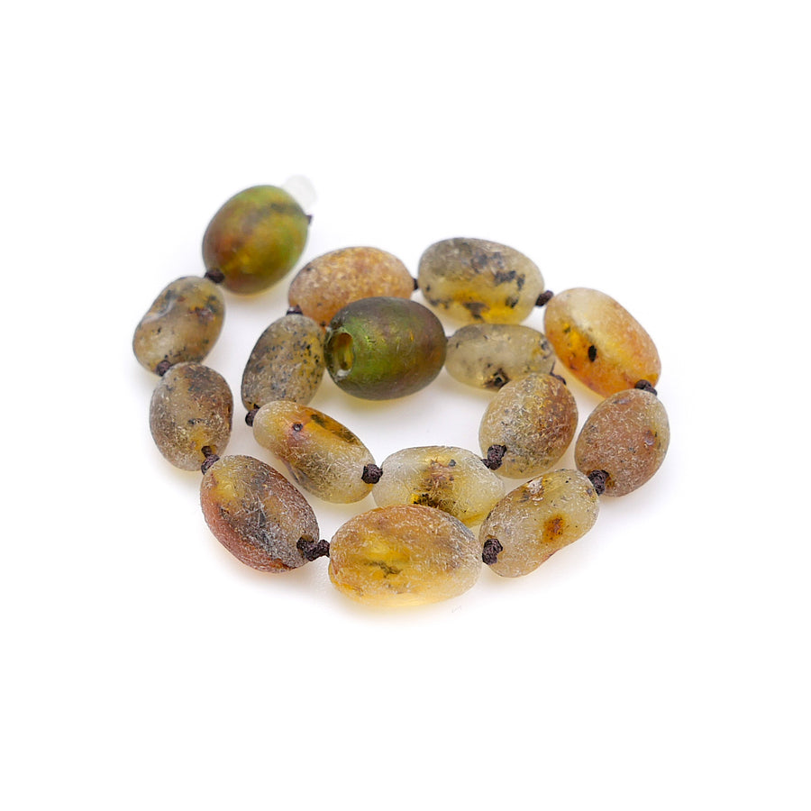 RAW MOSS GREEN BALTIC AMBER TEETHING BRACELET / ANKLET