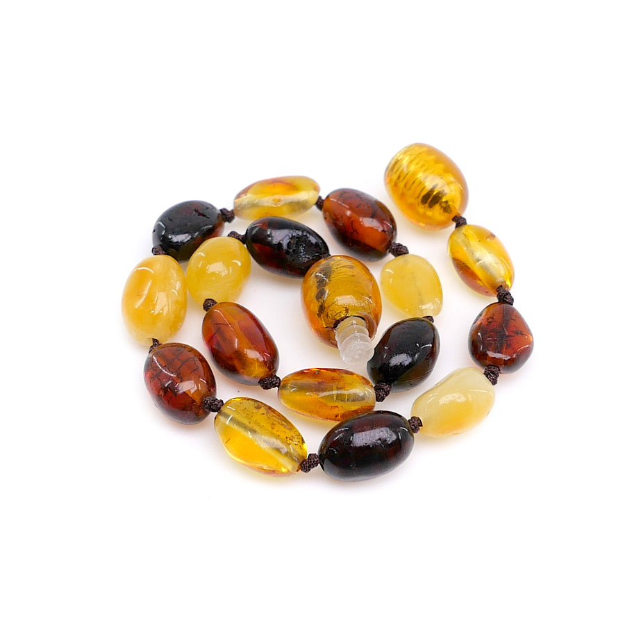 POLISHED MULTICOLOR BALTIC AMBER TEETHING BRACELET / ANKLET