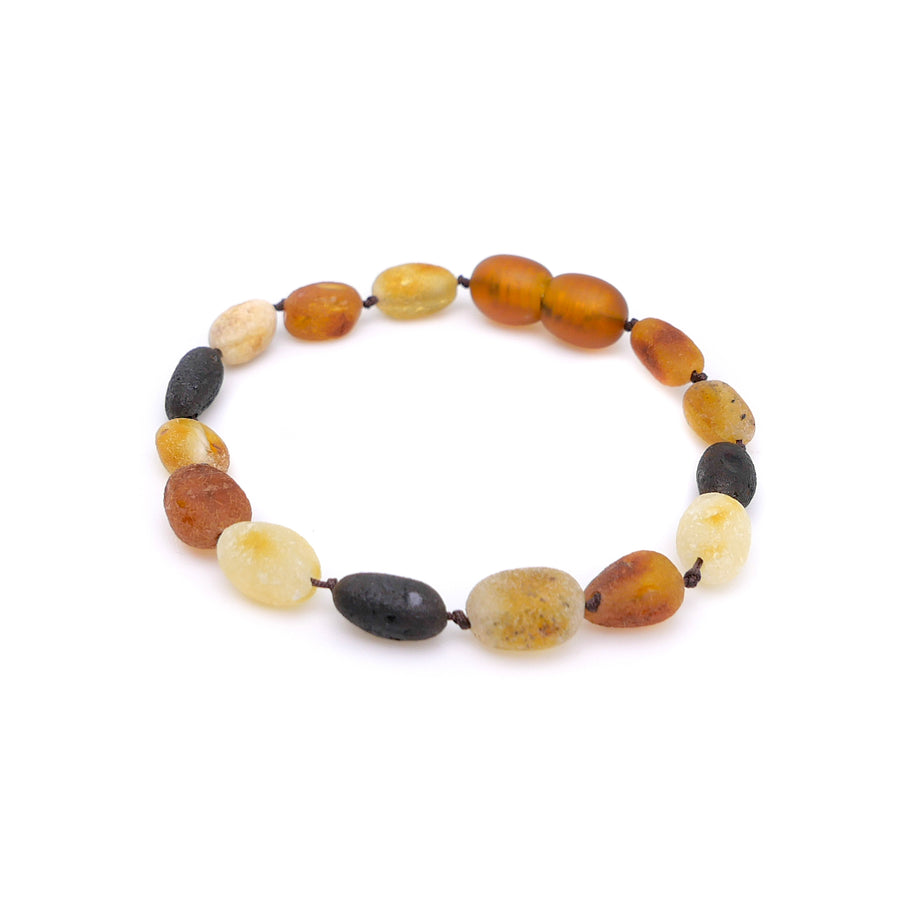 RAW MULTICOLOR BALTIC AMBER TEETHING BRACELET / ANKLET