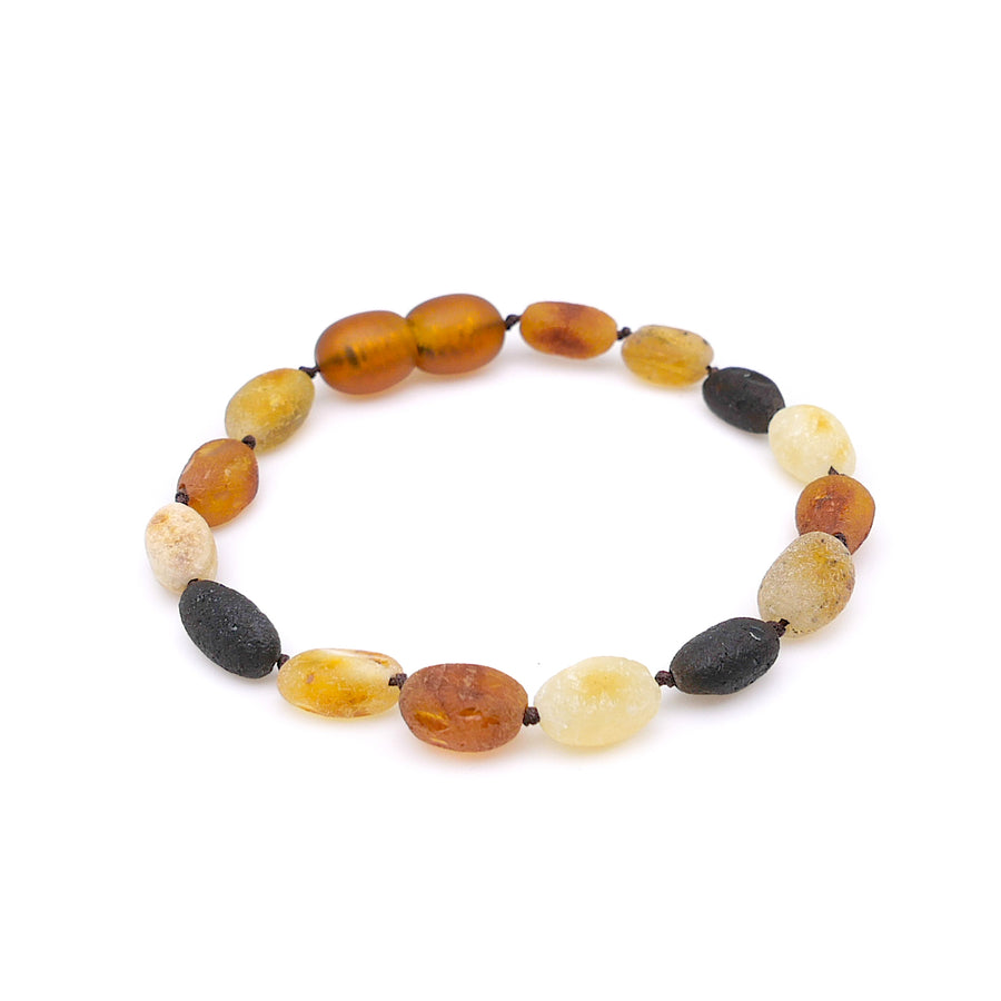 RAW MULTICOLOR BALTIC AMBER TEETHING BRACELET / ANKLET