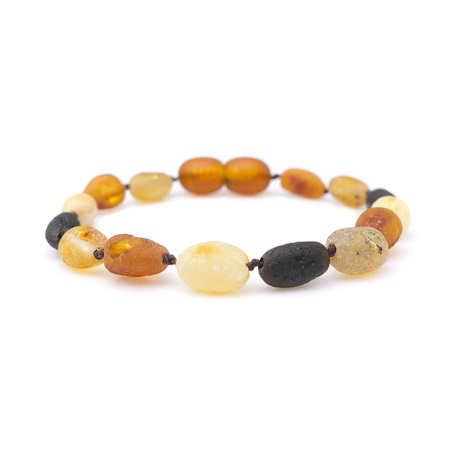 RAW MULTICOLOR BALTIC AMBER TEETHING BRACELET / ANKLET