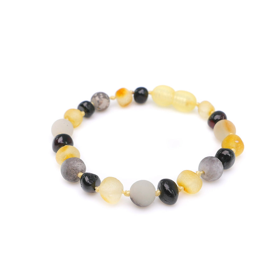 MULTICOLOR BALTIC AMBER BRACELET / ANKLET WITH AMAZONITE