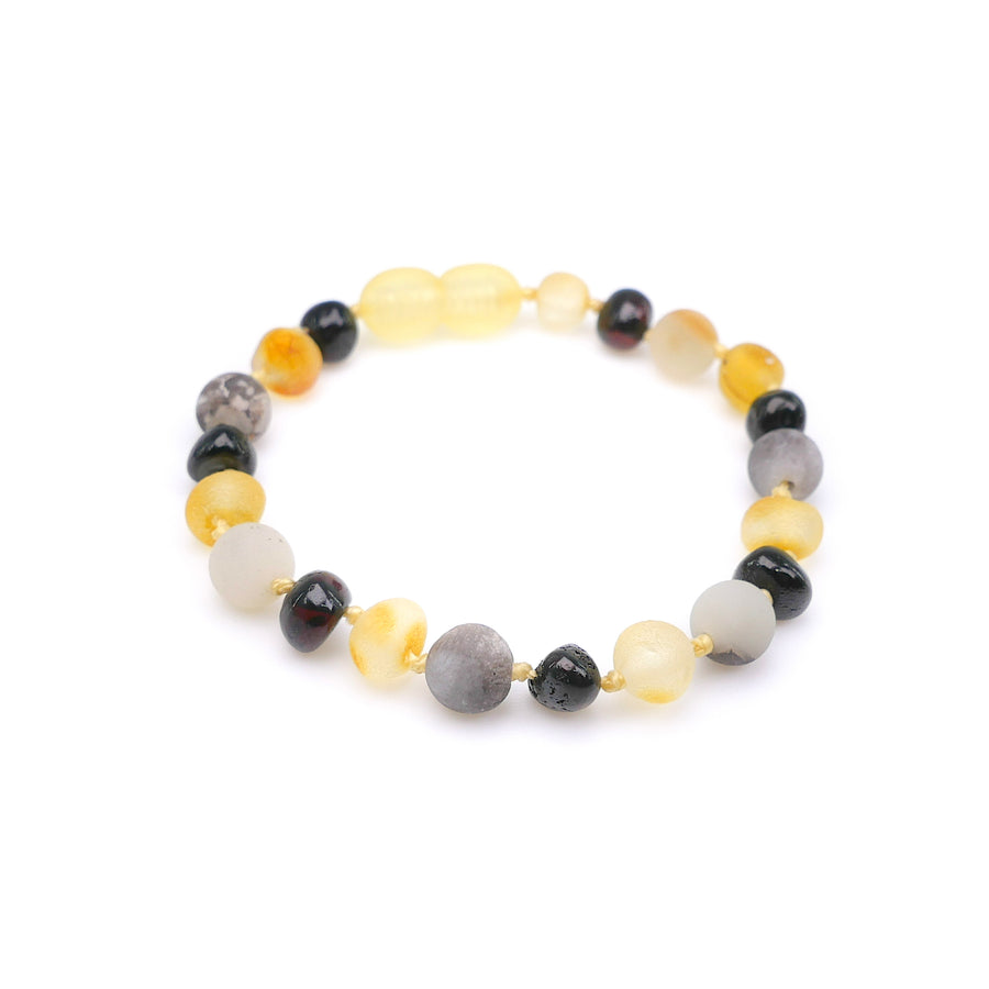 MULTICOLOR BALTIC AMBER BRACELET / ANKLET WITH AMAZONITE